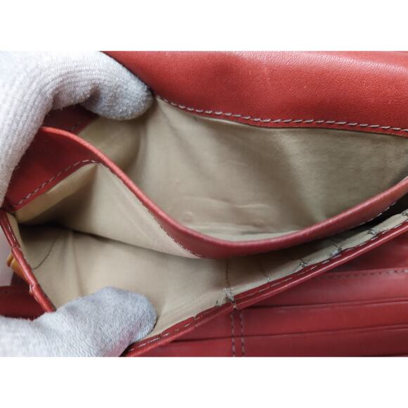 Frye Brown Leather Logo Credit Card ID Window Trifold Long Wallet - Picture 12 of 12